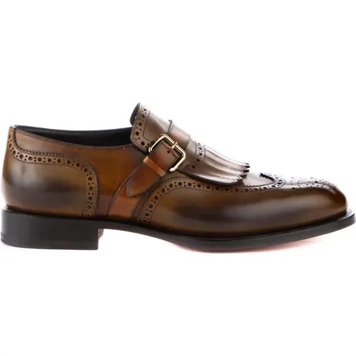 Leather Business Shoes with Fringes , male, Sizes: 6 UK - Santoni - Modalova