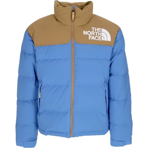 Down Jackets, male, , Size: XL Blue Down Jacket with Hood - The North Face - Modalova