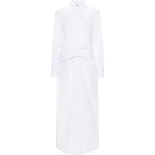 Weiße Baumwoll-Popeline-Kleid mit Überkreuz-Detail , Damen, Größe: 2XS - Fabiana Filippi - Modalova