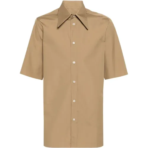 Pointed Collar Poplin Shirt Raw Hem , male, Sizes: 2XS - Maison Margiela - Modalova