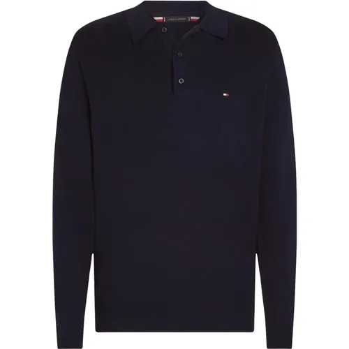 Pima ORG CTN Cashmere LS Polo , Herren, Größe: S - Tommy Hilfiger - Modalova