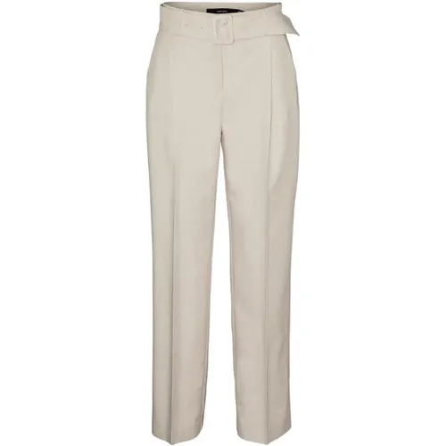 Straight Trousers, female, , Size: M L34 Clip Fastening Trousers with Pockets - Vero Moda - Modalova