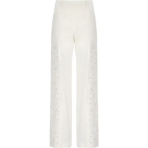Linen Pants with Side Lace , female, Sizes: XS - alberta ferretti - Modalova