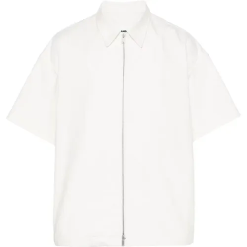 Zip Opening Cotton Shirt Oversized Fit , male, Sizes: M, L - Jil Sander - Modalova