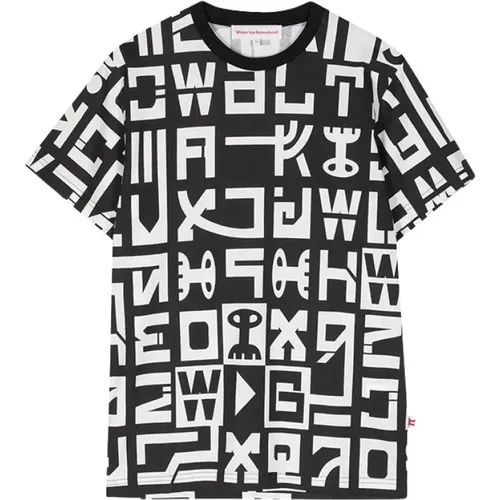 Alien Alphabet Oversized T-shirt Schwarz Weiß , Damen, Größe: XL - Walter Van Beirendonck - Modalova