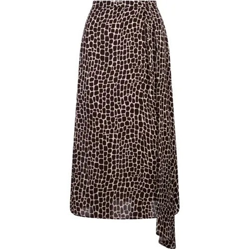 Animal Print Asymmetrischer Viskose Maxirock , Damen, Größe: S - MSGM - Modalova