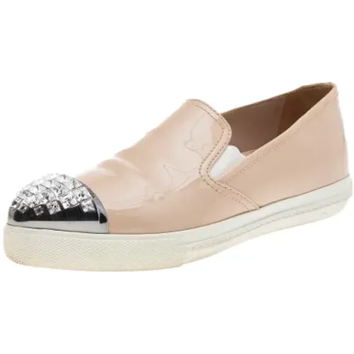 Pre-owned Flats, female, , Size: 5 US Pre-owned Leather sneakers - Miu Miu Pre-owned - Modalova