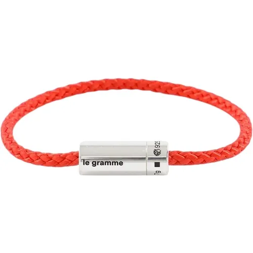 Industrieller Stil Rotes und Silbernes Kabelarmband , Herren, Größe: ONE Size - Le Gramme - Modalova