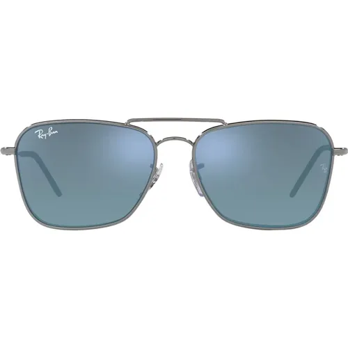 Innovative Reverse Sunglasses with Caravan Frame and Mirrored Blue Lenses , male, Sizes: 58 MM - Ray-Ban - Modalova