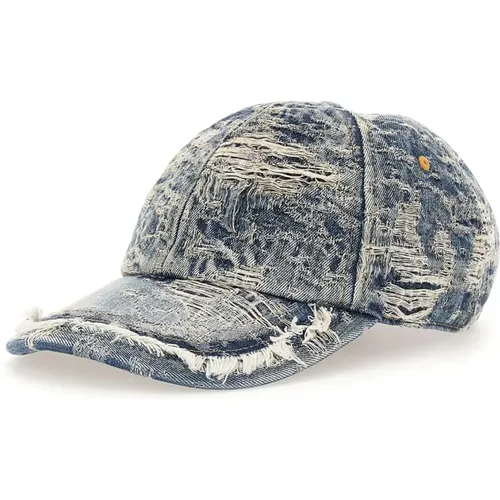 Caps, male, , Size: S Denim Baseball Cap Destroyed Weave - Diesel - Modalova