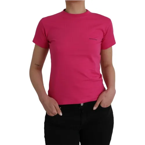 Rosa Baumwolle Rundhals Kurzarm T-Shirt - Balenciaga - Modalova