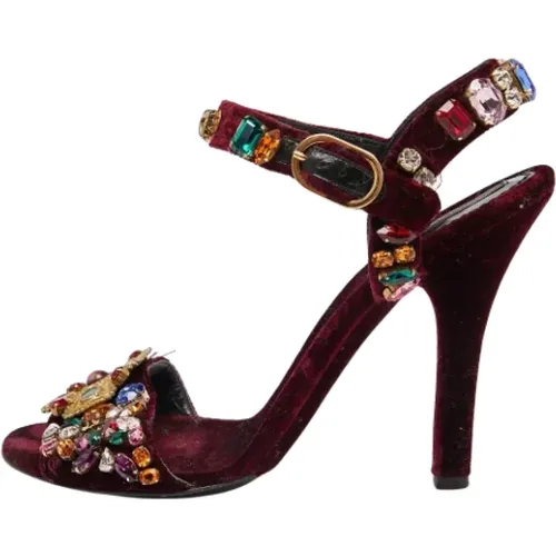 Pre-owned Velvet sandals , female, Sizes: 8 1/2 UK - Dolce & Gabbana Pre-owned - Modalova