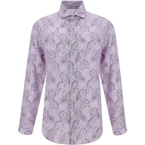 Casual Shirts, male, , Size: L Paisley Long Sleeve Linen Shirt - BRUNELLO CUCINELLI - Modalova