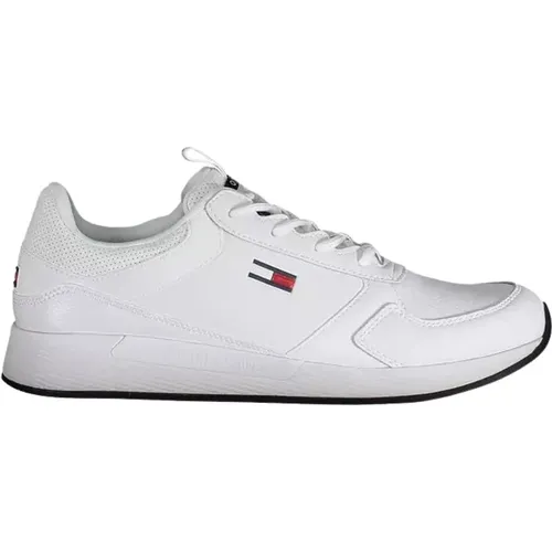 Weißer Polyester Sneaker , Herren, Größe: 46 EU - Tommy Hilfiger - Modalova