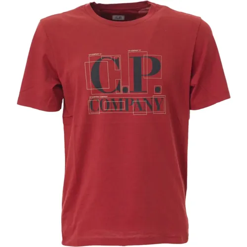 T-Shirt mit Grafischem Logo und Rundhalsausschnitt - C.P. Company - Modalova
