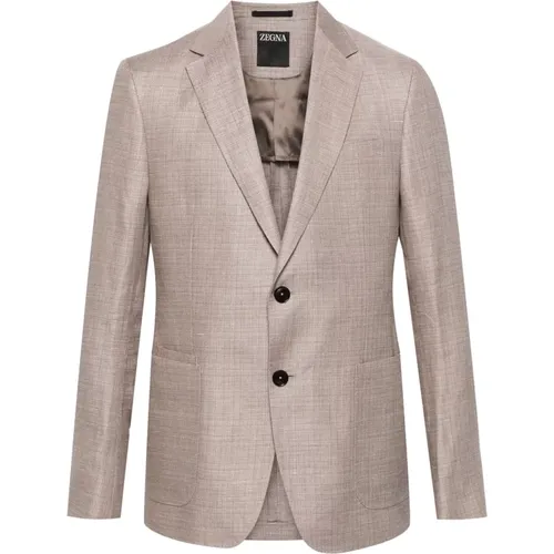 Linen/wool jacket , male, Sizes: L, XL - Ermenegildo Zegna - Modalova