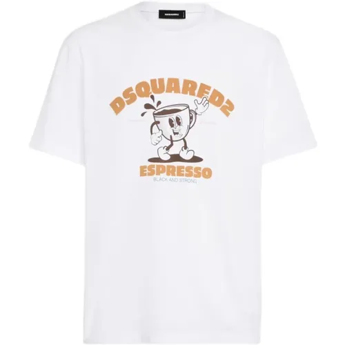T-Shirts, male, , Size: L Graphic Print Round Neck T-shirt - Dsquared2 - Modalova