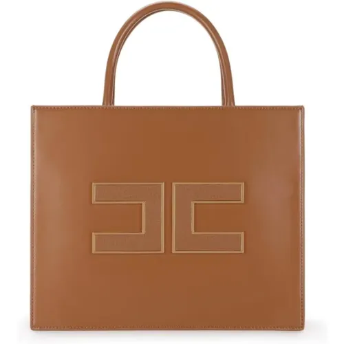 Tote Bags, female, , Size: ONE SIZE Large tote bag with logo - Elisabetta Franchi - Modalova