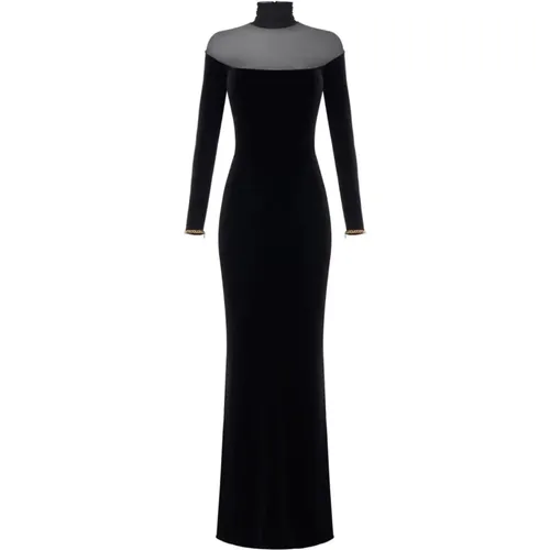 Gowns, female, , Size: M Elegant Nero Dress Aw25 - Elisabetta Franchi - Modalova