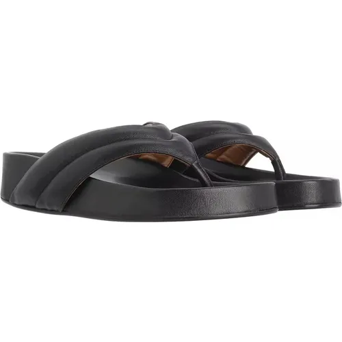 Schwarze Nappa Leder Plateau Sandalen - ATP Atelier - Modalova