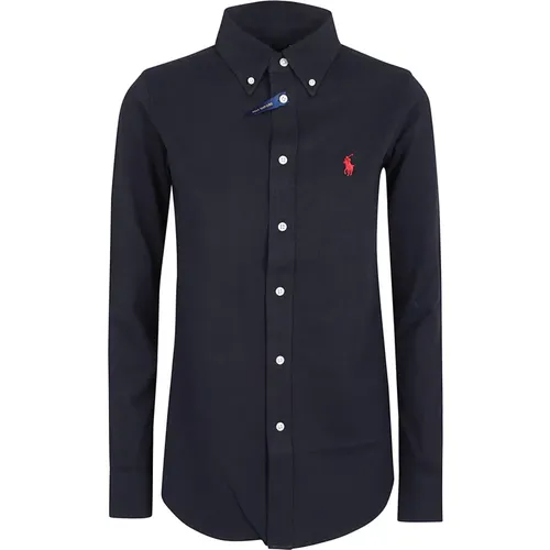 Marineblau Langarm Knopfleiste Hemd , Damen, Größe: XS - Polo Ralph Lauren - Modalova