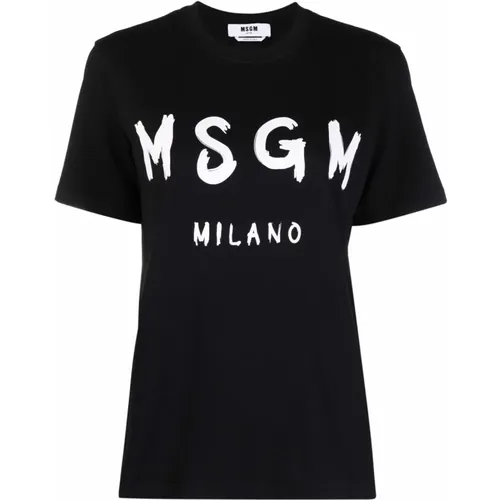 Baumwoll T-Shirt , Damen, Größe: M - MSGM - Modalova