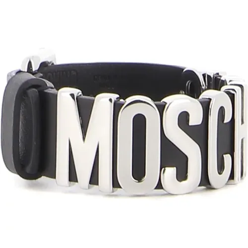 Bracelets, female, , Size: ONE SIZE Metallic Letters Leather Bracelet - Moschino - Modalova