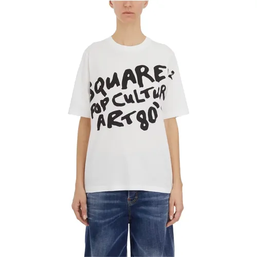 Pop 80's Print T-Shirt , Damen, Größe: M - Dsquared2 - Modalova