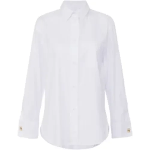 Striped Poplin Shirt with Golden Cufflink , female, Sizes: XS, S - Elisabetta Franchi - Modalova