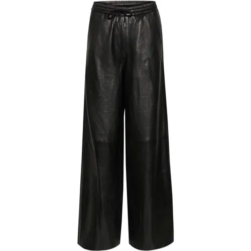 Leather Wide Leg Pants , female, Sizes: L - Gestuz - Modalova