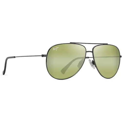 Polarized Sunglasses Dark Ruthenium Green Lenses , unisex, Sizes: 59 MM - Maui Jim - Modalova