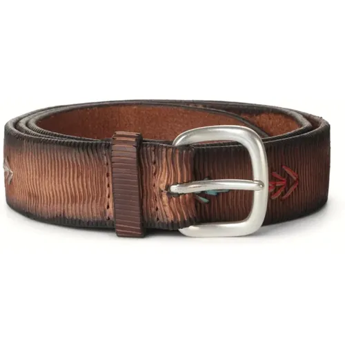 Belts, male, , Size: 95 CM Leather Belt with Fabric Inlay - Orciani - Modalova