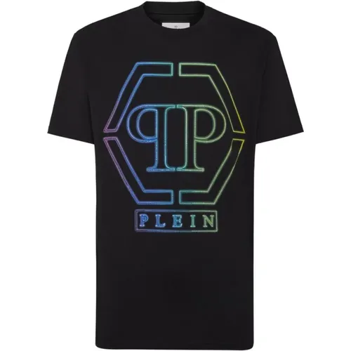 Hexagon Logo Rhinestone T-Shirt , Herren, Größe: XL - Philipp Plein - Modalova