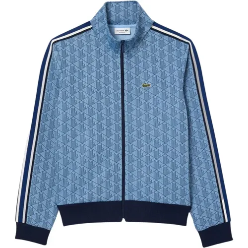 Zip-throughs, male, , Size: M Monogram Zip-Up Sweatshirt Jacquard - Lacoste - Modalova