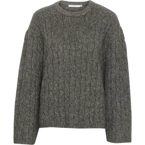 Gemütlicher Strickpullover Tiefgrau Melange , Damen, Größe: M - Gestuz - Modalova