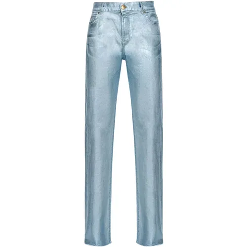 Gerade geschnittene glänzende Denim-Jeans , Damen, Größe: W29 - pinko - Modalova