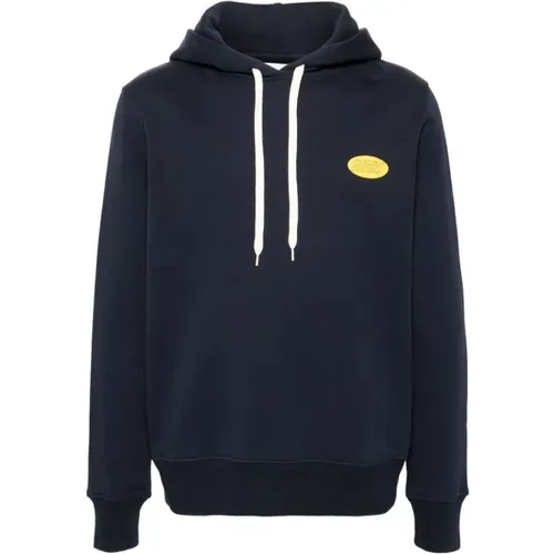 Hoodies, male, , Size: 2XL Navy Lemon Yellow Hooded Sweatshirt - Autry - Modalova