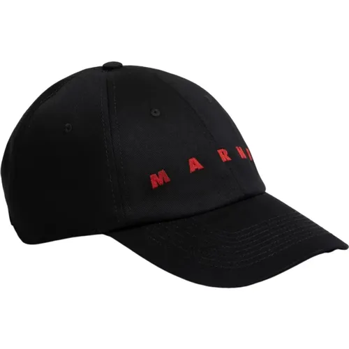 Caps, male, , Size: S gabardine baseball cap with embroidered logo - Marni - Modalova