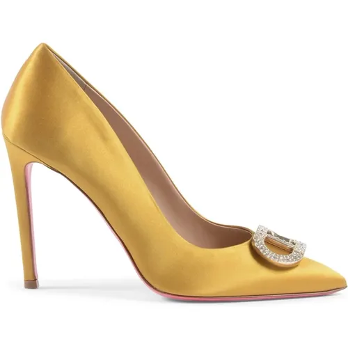 Gelbe Satin Kristall Logo Pumps - Dee Ocleppo - Modalova