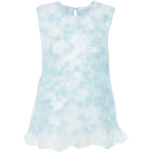 Floral Sleeveless Organza Top , female, Sizes: S - Cecilie Bahnsen - Modalova