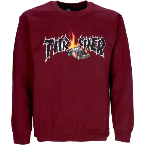 Sweatshirts, unisex, , Size: XL Maroon Crewneck Sweatshirt with Custom Print - Thrasher - Modalova