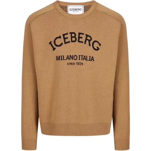 Rundhalspullover mit Logo , Herren, Größe: 3XL - Iceberg - Modalova