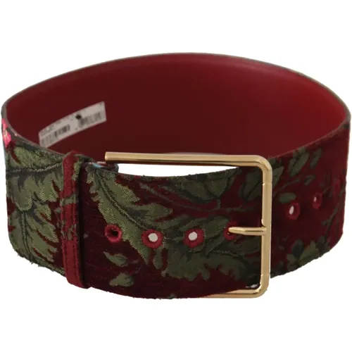 EmbroideLeather Belt with Gold Logo Buckle , female, Sizes: 70 CM - Dolce & Gabbana - Modalova