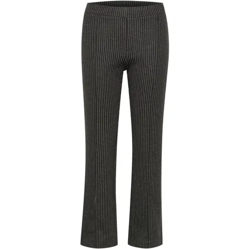 Straight Trousers, female, , Size: 2XL Dark Grey Pinstripe Straight-Leg Trousers - Part Two - Modalova