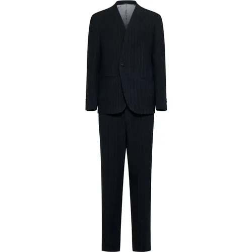 Single Breasted Suits, male, , Size: M Pinstriped Wool Suit - Giorgio Armani - Modalova