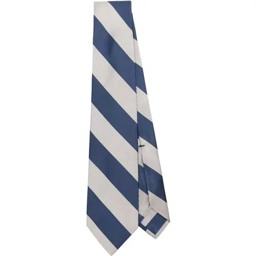 Ties, male, , Size: ONE SIZE Navy Blue Diagonal Stripe Tie - Barba - Modalova