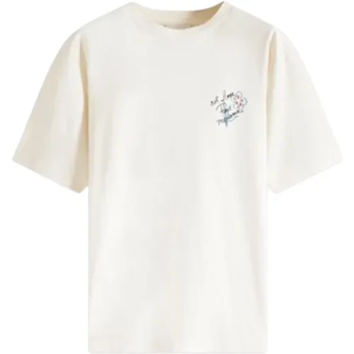 Slogan Sketch T-Shirt Cream , male, Sizes: XL - Drole de Monsieur - Modalova