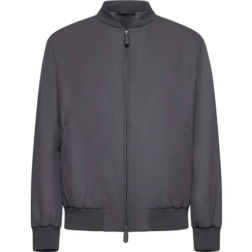 Grey Cashmere Bomber Jacket , male, Sizes: L, XL, 2XL - Giorgio Armani - Modalova