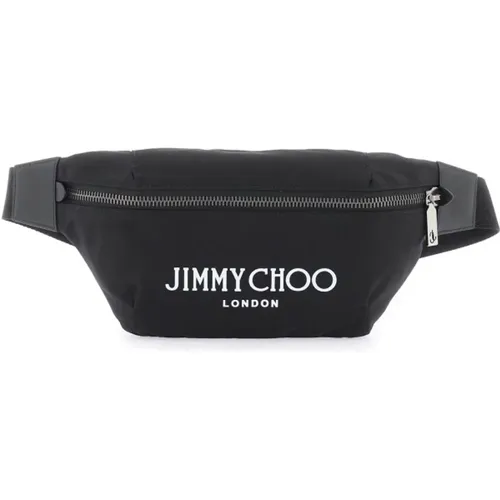 Belt Bags, male, , Size: ONE SIZE Contrasting Logo Print Nylon Beltpack - Jimmy Choo - Modalova