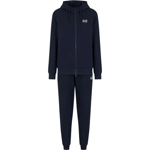 Blaues Sportliches Trainingsanzug mit Kapuzenpullover und Jogginghose - Emporio Armani EA7 - Modalova